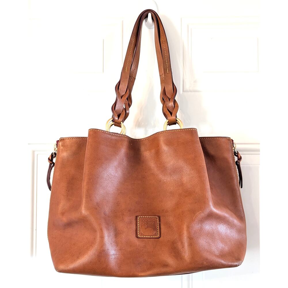 Dooney & Bourke Florentine Large Zip Barlow Chestnut Leather Tote